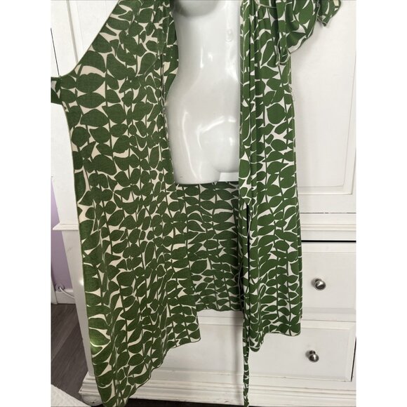 Max Studio True Wrap Dress Size Small Green Short Flutter Sleeve - Picture 6 of 7
